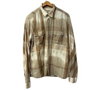 Burberry London Plaid Button Down Shirt Men XL Beige Check Capsule Wardrobe